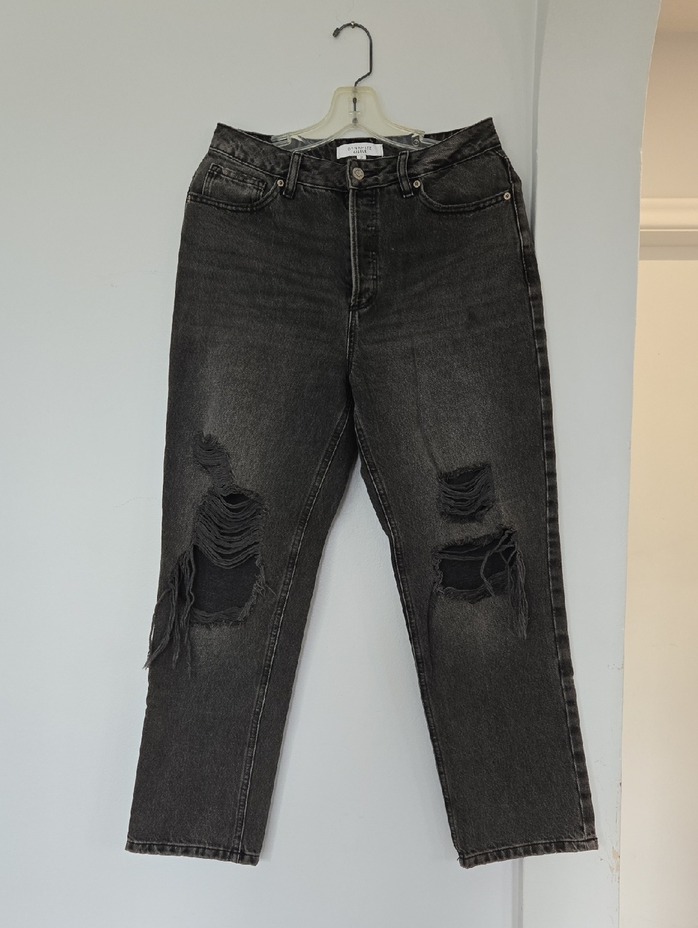 Dynamite Washed Black Distressed Boyfriend Jeans